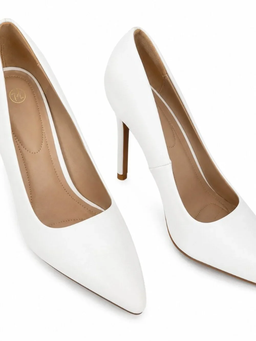 White Pointed Toe Stiletto Pumps Size 7.5 Faux Leather Classic Heels